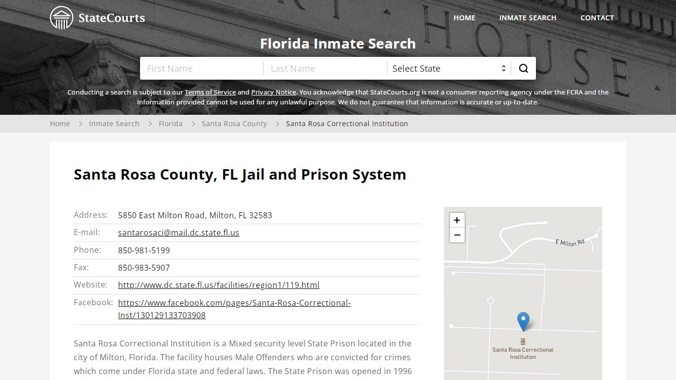 Santa Rosa Correctional Institution Inmate Records Search ...